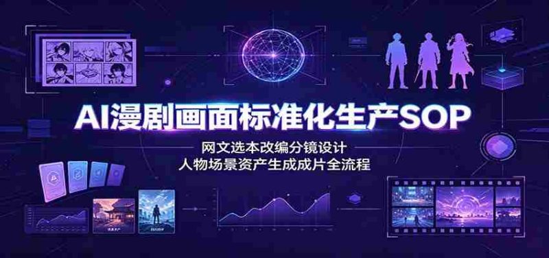 AI漫剧画面标准化生产SOP：网文选本改编分镜设计，人物场景资产生成成片全流程-优光资源网