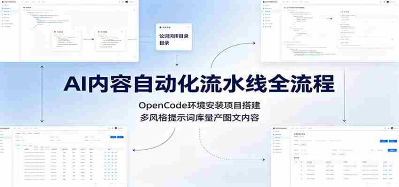 AI内容自动化流水线全流程:OpenCode环境安装项目搭建,多风格提示词库量产图文内容-优光资源网
