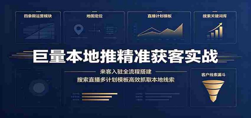 巨量本地推精准获客实战:来客入驻全流程搭建,搜索直播多计划模板高效抓取本地线索-优光资源网