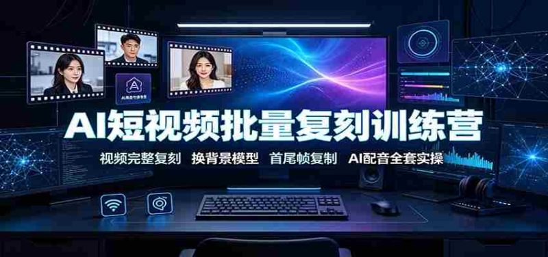 AI短视频批量复刻训练营：视频完整复刻，换背景模型、首尾帧复制、AI配音全套实操-优光资源网