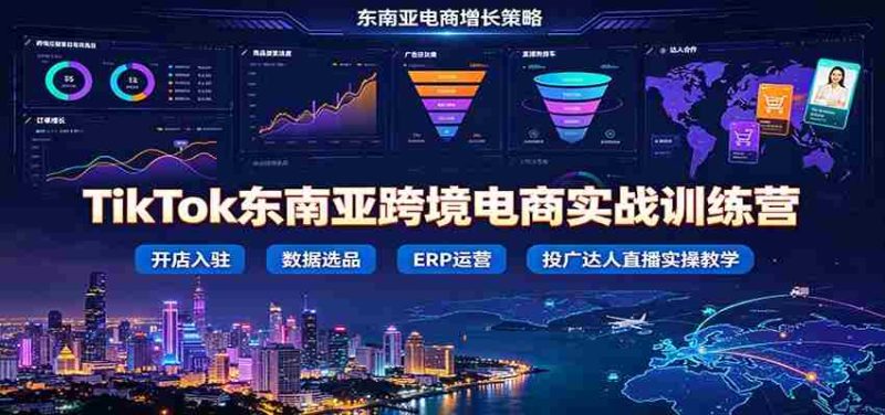 TikTok东南亚跨境电商实战训练营：开店入驻数据选品ERP运营，投广达人直播实操教学-优光资源网
