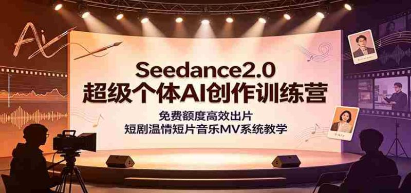 Seedance2.0超级个体AI创作训练营：免费额度高效出片，短剧温情短片音乐MV系统教学-优光资源网