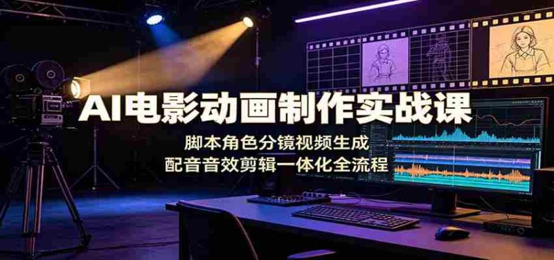 AI电影动画制作实战课:脚本角色分镜视频生成,配音音效剪辑一体化全流程-优光资源网