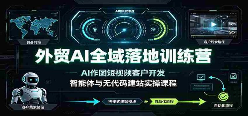 外贸AI全域落地训练营:AI作图短视频客户开发,智能体与无代码建站实操课程-优光资源网