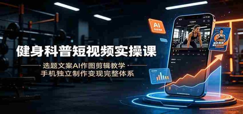健身科普短视频实操课:选题文案AI作图剪辑教学,手机独立制作变现完整体系-优光资源网