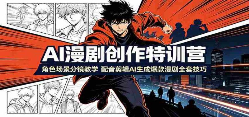 AI漫剧创作特训营：角色场景分镜教学，配音剪辑AI生成爆款漫剧全套技巧-优光资源网