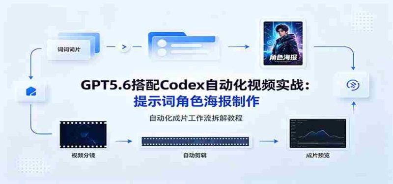 GPT5.6搭配Codex自动化视频实战：提示词角色海报制作，自动化成片工作流拆解教程-优光资源网