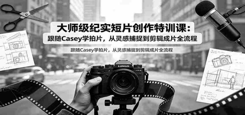 大师级纪实短片创作特训课：跟随Casey学拍片，从灵感捕捉到剪辑成片全流程-优光资源网