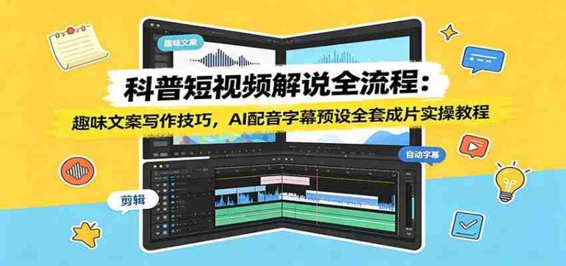 科普短视频解说全流程:趣味文案写作技巧,AI配音字幕预设全套成片实操教程-优光资源网