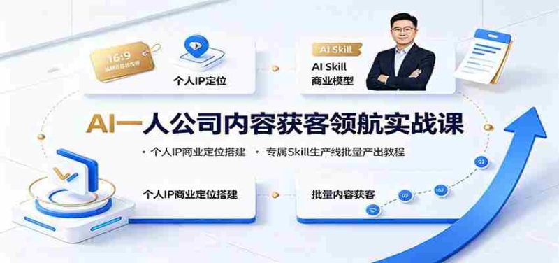 AI一人公司内容获客领航实战课：个人IP商业定位搭建，专属Skill生产线批量产出教程-优光资源网