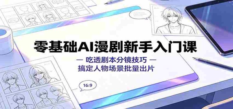 零基础AI漫剧新手入门课:吃透剧本分镜技巧,搞定人物场景批量出片-优光资源网