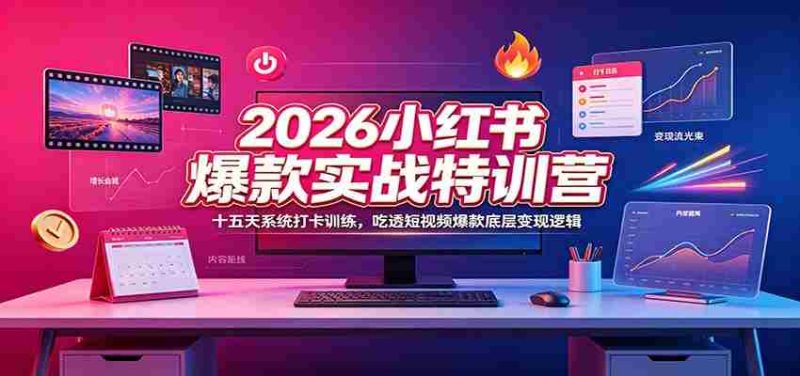 2026小红书爆款实战特训营:十五天系统打卡训练,吃透短视频爆款底层变现逻辑-优光资源网