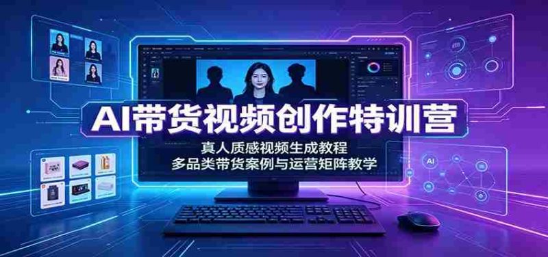 AI带货视频创作特训营：真人质感视频生成教程，多品类带货案例与运营矩阵教学-优光资源网