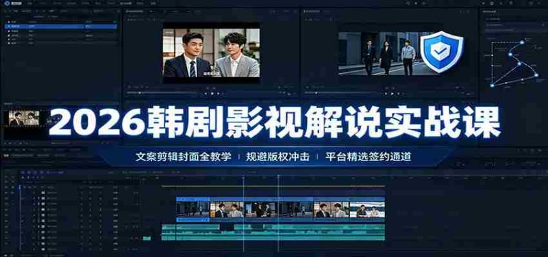 2026韩剧影视解说实战课:文案剪辑封面全教学,规避版权冲击平台精选签约通道-优光资源网