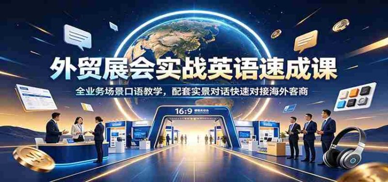 外贸展会实战英语速成课：全业务场景口语教学，配套实景对话快速对接海外客商-优光资源网