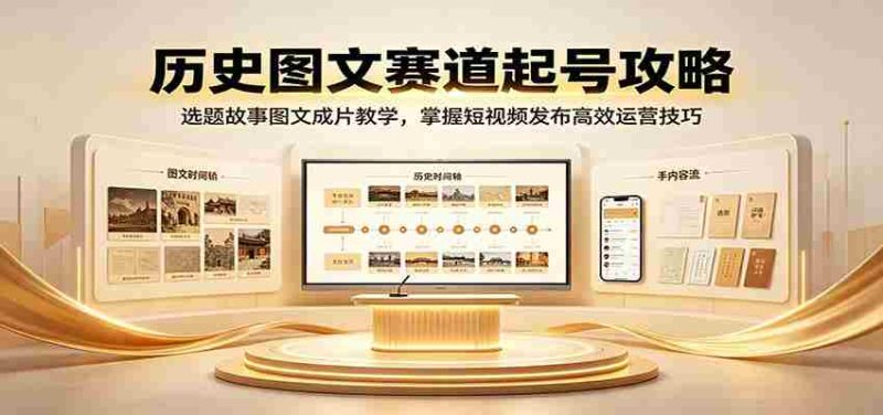 历史图文赛道起号攻略:选题故事图文成片教学,掌握短视频发布高效运营技巧-优光资源网