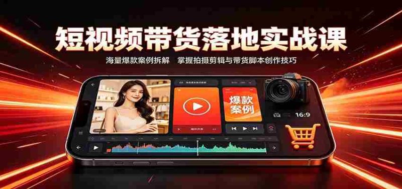 短视频带货落地实战课：海量爆款案例拆解，掌握拍摄剪辑与带货脚本创作技巧-优光资源网