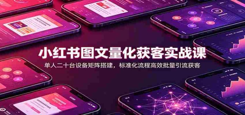 小红书图文量化获客实战课：单人二十台设备矩阵搭建，标准化流程高效批量引流获客-优光资源网