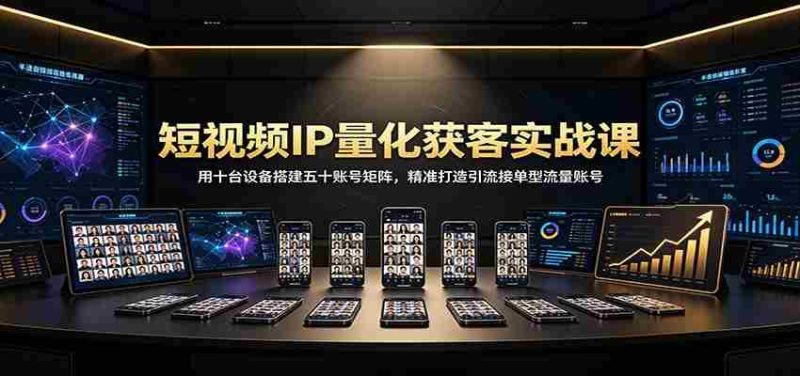 短视频IP量化获客实战课：用十台设备搭建五十账号矩阵，精准打造引流接单型流量账号-优光资源网