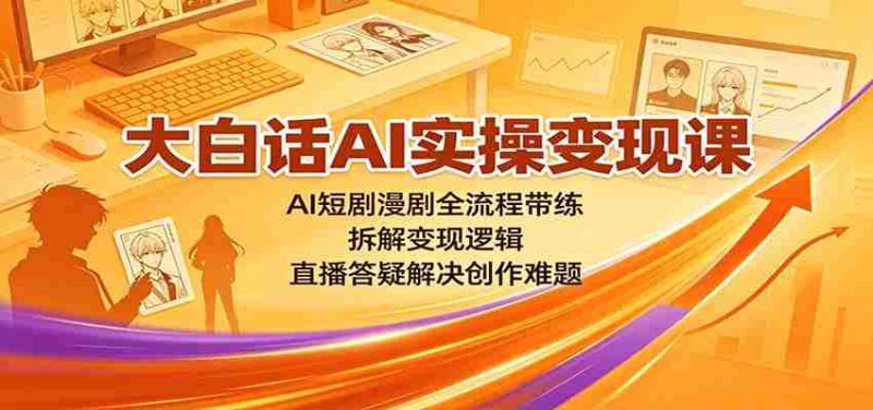 大白话AI实操变现课:AI短剧漫剧全流程带练,拆解变现逻辑,直播答疑解决创作难题-优光资源网