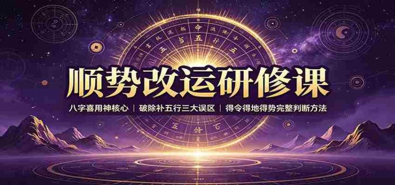 顺势改运研修课：八字喜用神核心，破除补五行三大误区，得令得地得势完整判断方法-优光资源网
