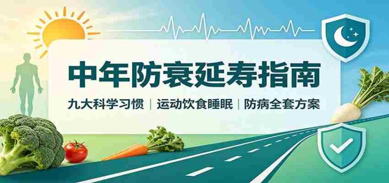 中年防衰延寿指南：九大科学习惯，运动饮食睡眠防病全套方案-优光资源网