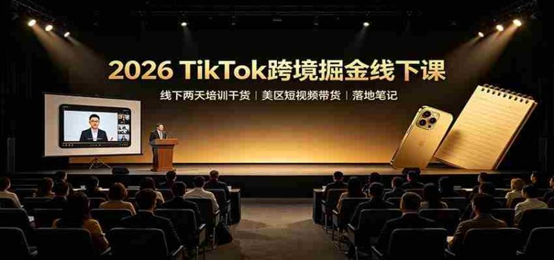 2026 TikTok跨境掘金线下课：线下两天培训干货，美区短视频带货落地笔记-优光资源网
