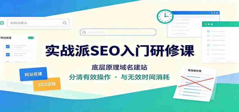 实战派SEO入门研修课：底层原理域名建站，分清有效操作与无效时间消耗-优光资源网