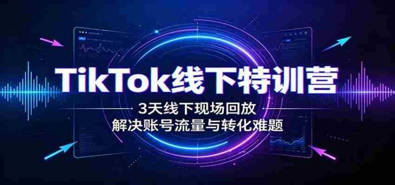 TikTok线下特训营：3天线下现场回放，解决账号流量与转化难题-优光资源网