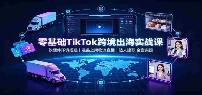 零基础TikTok跨境出海实战课：软硬件环境搭建，选品上架物流直播，达人建联全套实操-优光资源网