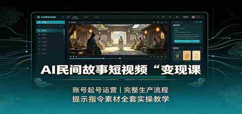 AI民间故事短视频变现课:账号起号运营,完整生产流程,提示指令素材全套实操教学-优光资源网