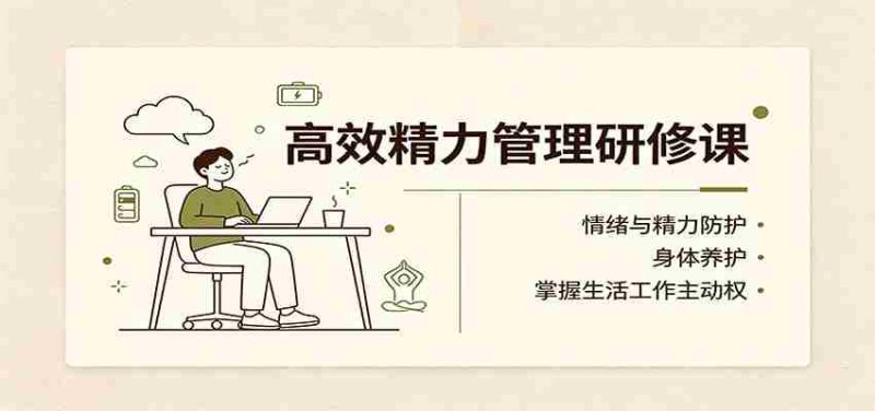 高效精力管理研修课：情绪与精力防护，身体养护，掌握生活工作主动权-优光资源网