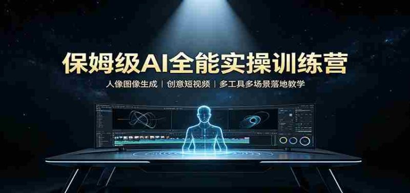 保姆级AI全能实操训练营：人像图像生成，创意短视频，多工具多场景落地教学-优光资源网