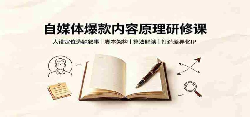 自媒体爆款内容原理研修课:人设定位选题叙事,脚本架构,算法解读打造差异化IP-优光资源网