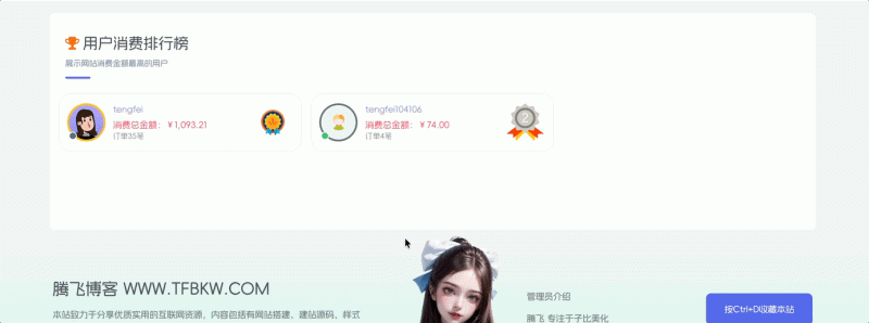 wordpress子比主题用户消费排行榜插件-优光资源网