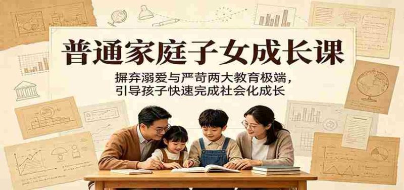 普通家庭子女成长课：摒弃溺爱与严苛两大教育极端，引导孩子快速完成社会化成长-优光资源网