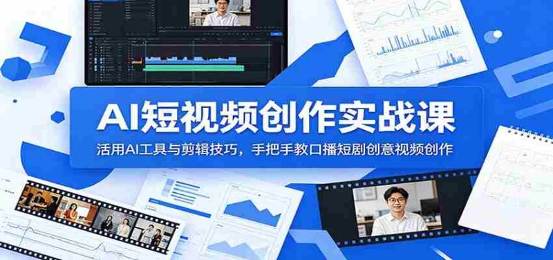 AI短视频创作实战课：活用AI工具与剪辑技巧，手把手教口播短剧创意视频创作-优光资源网