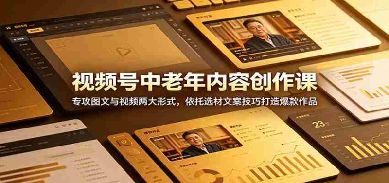 视频号中老年内容创作课：专攻图文与视频两大形式，依托选材文案技巧打造爆款作品-优光资源网