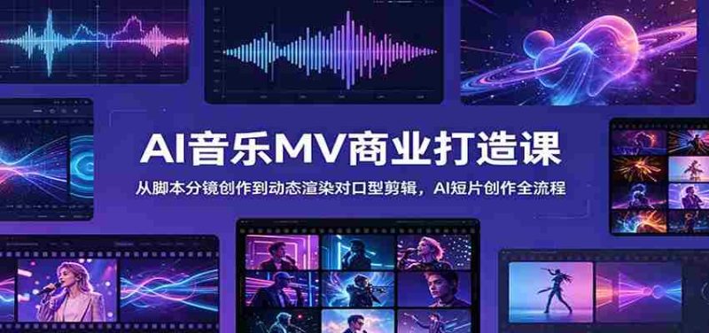 AI音乐MV商业打造课：从脚本分镜创作到动态渲染对口型剪辑，AI短片创作全流程-优光资源网