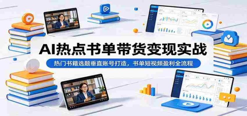 AI热点书单带货变现实战：热门书籍选题垂直账号打造，书单短视频盈利全流程-优光资源网