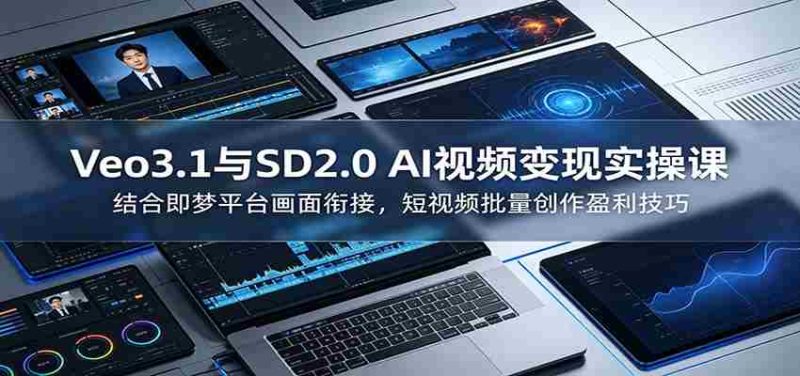 Veo3.1与SD2.0 AI视频变现实操课课：结合即梦平台画面衔接，短视频批量创作盈利技巧-优光资源网