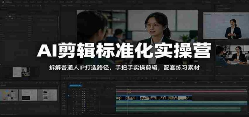 AI剪辑标准化实操营：拆解普通人IP打造路径，手把手实操剪辑，配套练习素材-优光资源网