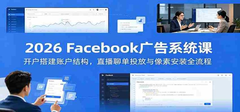 2026 Facebook广告系统课：开户搭建账户结构，直播聊单投放与像素安装全流程-优光资源网