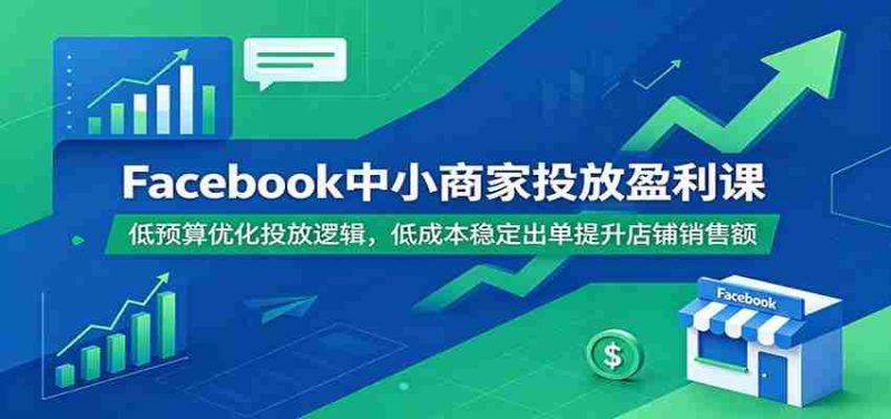 Facebook中小商家投放盈利课：低预算优化投放逻辑，低成本稳定出单提升店铺销售额-优光资源网