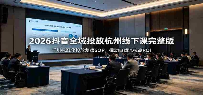 2026抖音全域投放杭州线下课完整版：千川标准化投放复盘SOP，撬动自然流拉高ROI-优光资源网