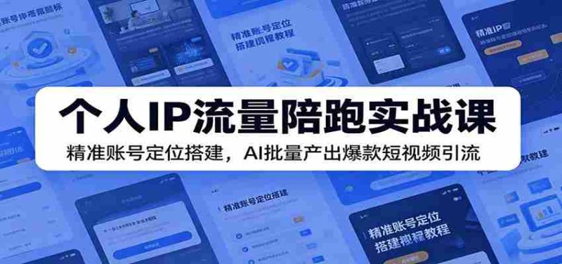 个人IP流量陪跑实战课：精准账号定位搭建，AI批量产出爆款短视频引流-优光资源网