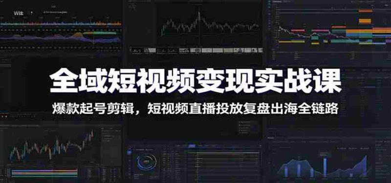 全域短视频变现实战课：爆款起号剪辑，短视频直播投放复盘出海全链路-优光资源网
