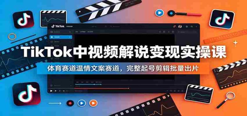 TikTok中视频解说变现实操课：体育赛道温情文案赛道，完整起号剪辑批量出片-优光资源网