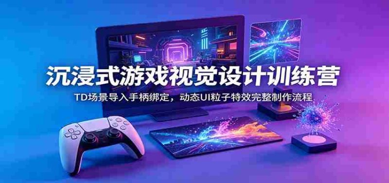 沉浸式游戏视觉设计训练营:TD场景导入手柄绑定,动态UI粒子特效完整制作流程-优光资源网
