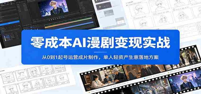 零成本AI漫剧变现实战：从0到1起号运营成片制作，单人轻资产生意落地方案-优光资源网